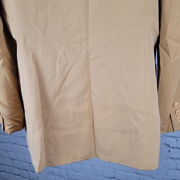 VTG Kasper & Company Yellow 100% Silk Buttoned Lined Notch Suit Jacket 12 - Picture 13 of 16